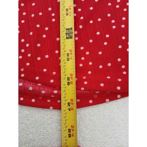 Cure Women's Blouse Tunic Red‎ White Polk Dot Short Sleeve Ruffle Sleeve 2XL - Picture 8 of 14